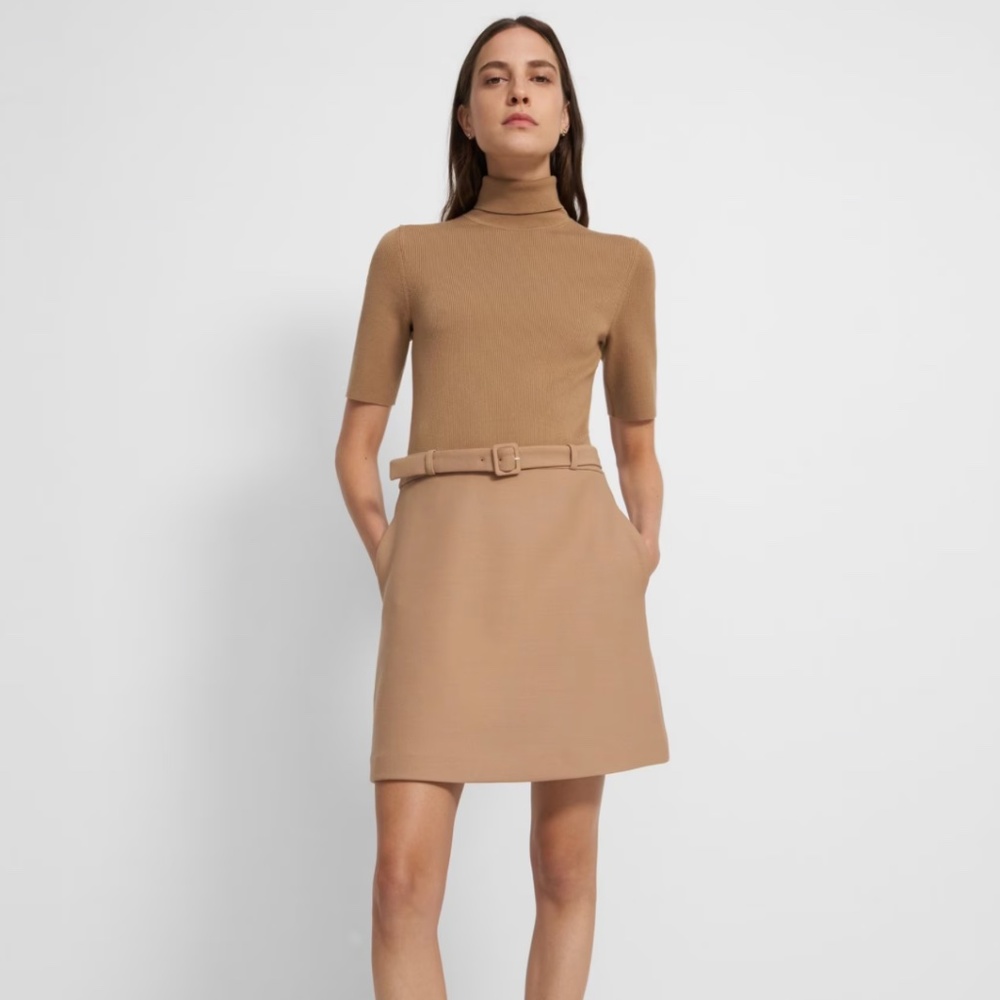 Theory Combo Dress in Bistretch Wool Twill
